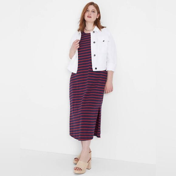 Lane Bryant tank top midi dress knit striped nautical razorback costal plus size - Picture 1 of 15